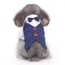 1pc Striped Dog Tailcoat Formal Shirt, Suitable For Weddings, Parties, Birthdays, Halloween Pet Costumes, Role-Playing Costumes