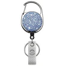 1pc Colorful Rhinestone Inlaid ABS Plastic Retractable Badge Reel, ID Card Holder With Belt Clip And 360 Degree Swivel Back To School