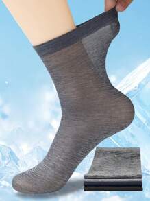 10/20 pares de calcetines de verano para hombres de media caña finos, calcetines de seda de hielo de unicolor para negocios