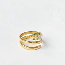 VKHK 1 pieza Anillo multicapa en forma de serpiente con decoración de circonia cúbica, bañado en oro de 18K, adecuado para uso diario y fiestas de mujeres, gran regalo