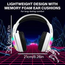 G4100 Black/White Gaming Headphones Headset-Surround Stereo Gaming Headphones With Noise Cancelling Mic, LED Lights 7.1 Surround Sound, Soft Memory Earmuffs For PC Computer Games, Game Console Controller,Valentine's Day - trắng - Xem 2