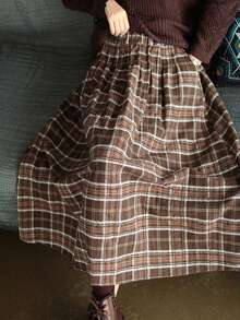 StylePalette Casual/Holiday Elastic Waist A-Line Long Skirt With Pockets, Spring/Summer Hot Selling