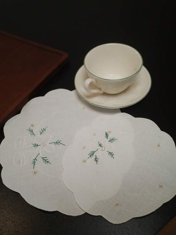 1pc Orchid Embroidered Placemat, Practical For Dining, Party, Everyday Use