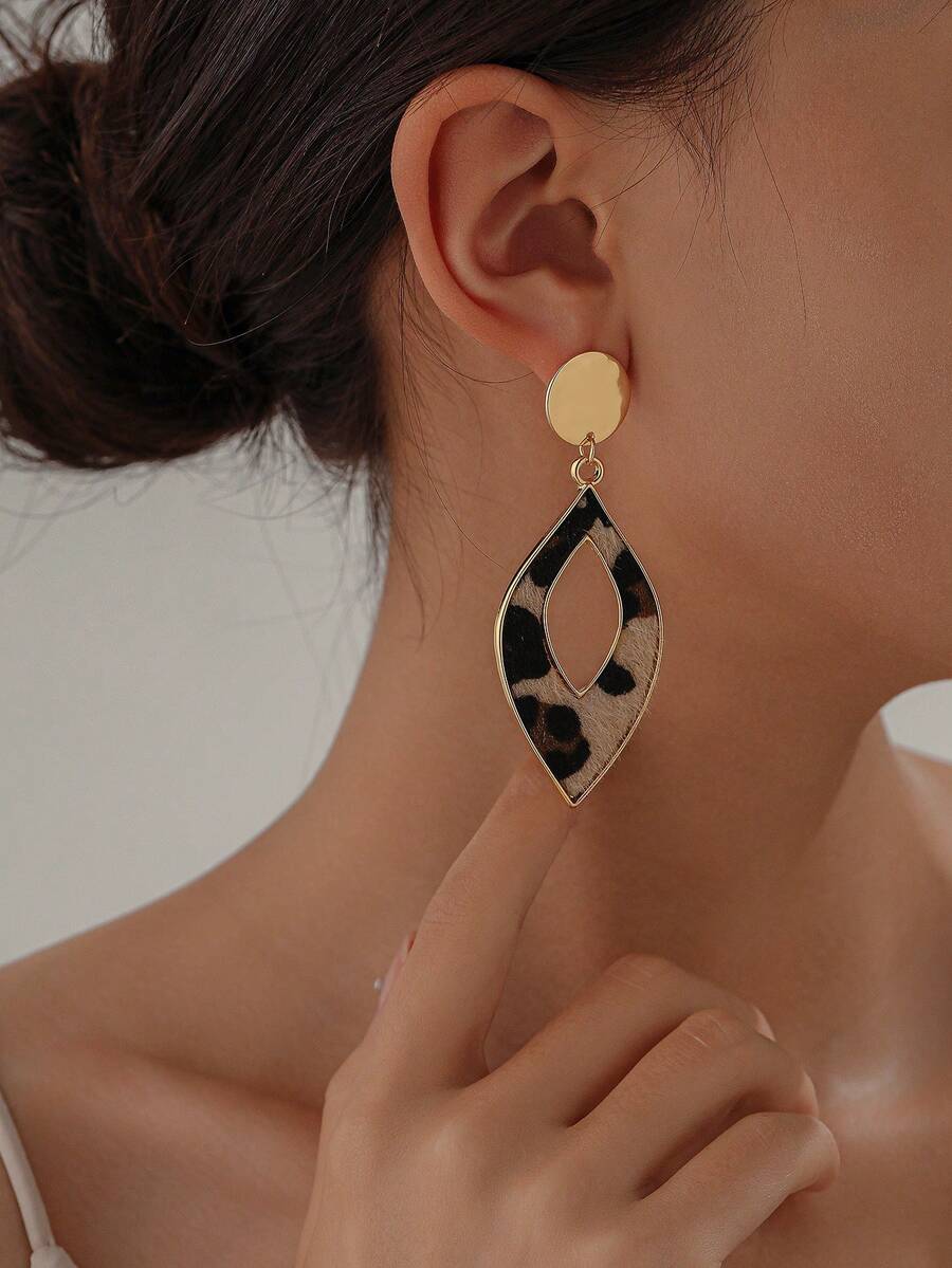 Nooxian Bông tai hình giọt nước hình con báo