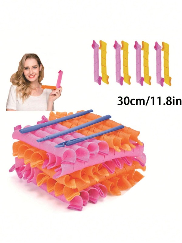 10pcs/Set No-Heat Spiral Curling Rollers, Slouchy Hair Curlers Tools For Women With Long/Medium/Short Hair, Classic Style