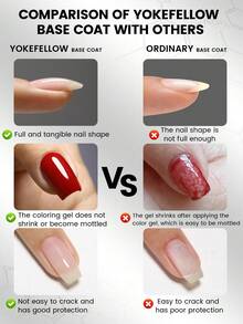YOKEFELLOW 16ML Base Coat & Top Coat, Shine Finish And Long Lasting Large Capacity Clear Gel Soak Off UV LED Scratch And Wear Resistant Professional Gel Base Top Coat Manicure Salon DIY Home For Women Girls Gift - Clear - View 3