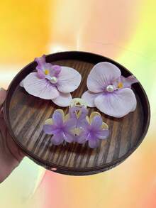 1 pieza Horquilla con flor, mariposa y orquídea simulada, ideal para sesiones de fotos, decoración de fiestas en la playa, elegante y hermoso regalo del Día de San Valentín, pasadores de pelo, accesorios para el cabello, pinzas para el cabello, artículos escolares