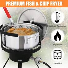 Outdoor Propane Deep Fryer With 10Qt Fryer Pot Strainer Basket Aluminum Pot - Silver - View 2