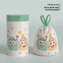 1 卷（60 个）可爱卡通抽绳垃圾袋，防漏，手持密封垃圾/碎纸垃圾袋，家庭垃圾管理 | 卡通人物设计 | 卷袋，防撕裂可爱实用垃圾袋 - 彩色 - 查看 15