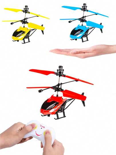 1 pieza Juguete volador inteligente a control remoto a prueba de choques, juguete educativo interactivo con sensor de gestos por infrarrojos y luz LED, adecuado como regalo de cumpleaños para niños y niñas (con y sin control remoto, pueden existir pequeños errores de medición, colores de los accesorios al azar), de vuelta a la escuela