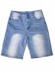 Men's Fashionable Stretch Skinny Denim Shorts Jorts - Light Wash - View 6