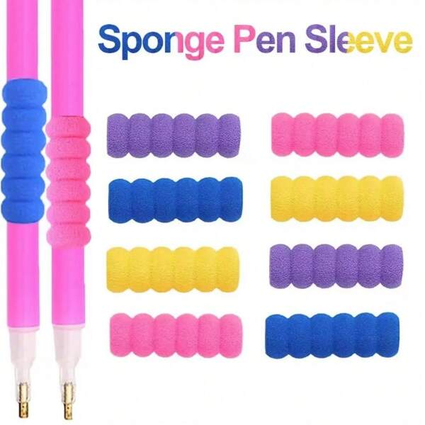 5/10/15 Pcs Sponge Pen Grips, Non-Slip Pen Sleeves, Soft Foam Pencil Grips, Sponge Pen Holders, Diamond Drawing Tool Accessories To Relieve Finger Fatigue Back To School