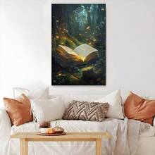 1pc Magic Forest, Glowing Books, Fantasy Art Style Canvas Wall Art Framed Wall Decor Art Painting Posters Pictures Modern Minimalist Artwork Home Decoration For Kitchen Living Room Bedroom Bathroom Office - Multicolor - View 5