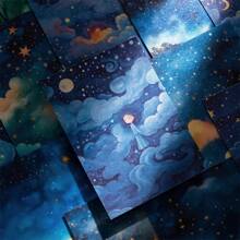 10 Sheets Glow-In-The-Dark Starry Sky Stickers - Matte Adhesive Stickers Suitable For Scrapbook, Diary, Phone Case And Frame Decoration - Starry Night Design (Moon, Stars, Clouds), Star Stickers,School Supplies,Back To School