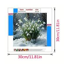 Snowflake Cyclamen Frameless DIY Diamond Art Kit, 5D Mosaic Round Artificial Diamond Painting, DIY Diamond Painting Craft Wall Decor