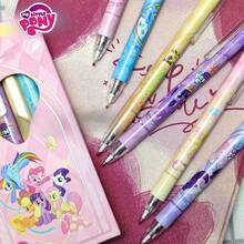 6 bolígrafos de My Little Pony Baby Neutral con dibujos animados en acuarela, tinta negra, patrón de anime colorido - duraderos y de escritura suave, adecuados para oficina y escuela - regalo perfecto para cumpleaños de amigos y festivales, vuelta al colegio