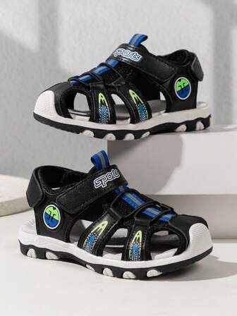 Sandalias de playa de moda para niños, zapatos casuales deportivos, nuevos zapatos de playa de suela blanda antideslizante con puntera cerrada para niños de talla media y grande, verano 2025