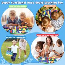 Busy Board Toddler Early Education Puzzle Toy - Felt Educational Toy For Dressing & Fine Motor Skills Practice, Colorful Buttons, Zippers, And Pockets, Ideal For Youngsters, Toddler Activity Center|Colorful Busy Board| Felt Toy, Busy Board Toys