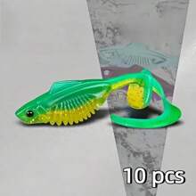 10PCS Dual Position Switch Twist Fish Lure Soft Lure T Tail Curl Tail Line Freshwater Float