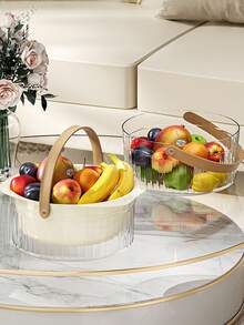 1 件亚克力冰块篮野餐手提袋家用客厅储物箱桌面收纳水果篮 - 彩色 - 查看 7