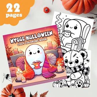 1pc Premium Halloween Personalized Coloring Book, 22 Thick Pages Craft Set, Suitable For Adult Relaxation Activity, Great For Valentine's Day, Christmas, Halloween, Birthday Party,Back To School