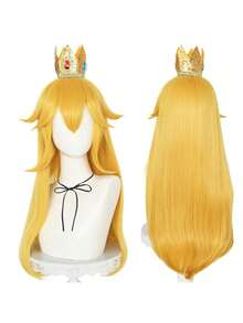 For Girls Yellow Princess Cosplay Wig With Crown, Long Yellow Straight Game Princess Character Wig, For Adults Or Kids Holiday Gifts Princess Dress Up Accessories For Party Costume School Carnival Concerts Vacation Photography Themed Events Comic Con, Synthetic Glueless Heat Resistant High Temperature Fiber Hair - Yellow - View 12