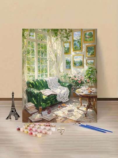 Beginner-Friendly Digital Oil Painting Of Indoor Landscapes, Ultra-Clear Patterns, Rich And Durable Paint For Easy Coloring, Create Masterpieces Effortlessly, Great For Decoration And Gifts! High-Performance Digital Oil Painting, Vast Designs To Choose From, Ample And Long-Lasting Paint, Experience The Fulfillment Of An Artist At Home, Frameless 40x50cm