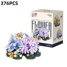 Set de bloques de construcción de flor eterna, ornamento de escritorio, juguetes de bloques de construcción DIY para niños y niñas, apropiado como ornamento de escritorio o como regalo para amigos, Navidad, Pascua, Acción de Gracias, regalos de cumpleaños