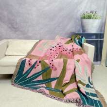 1pc Casual Leopard Pattern Bohemian Jacquard Tasseled Blanket, Versatile For All Seasons, Suitable For Camping, Sofa, Office, Bedroom And Living Room Decor