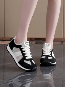 1 Pair Women Light Luxury Series Lace-Up Flat White Sneakers, Comfortable Multipurpose Casual, Sports Shoes, Shopping, Student, Suitable For Spring 2025