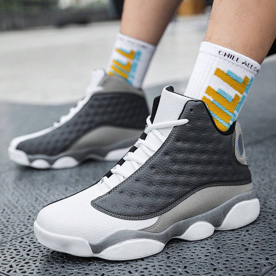 Men's Casual Sports Shoes High-Top Running Shoes Cushioning Pressure-Relieving - White Lime - View 1
