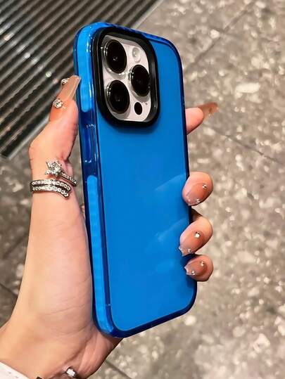 Solid Color Transparent Blue 1pc Seagreen Shockproof Transparent Phone Case, Phone Accessories/Protective Cover Compatible With Apple 16/16Pro/16Plus/16ProMax/15/15Plus/15Pro/15ProMax/14ProMax/14Pro/14Plus/14/13ProMax/13Pro/13/12ProMax/12Pro/12/12 11ProMax/11Pro/11/XR/XSMax/X/XS/7P/8P/Compatible With IPhone17/17Pro/17ProMax/Air Spring Gift