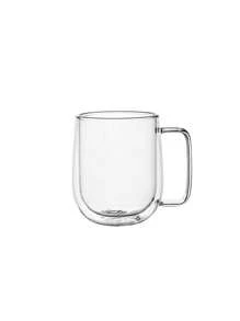 1 pieza Taza de café de vidrio de doble capa de 250ml, resistente a altas temperaturas, gruesa y antique-escaldado con asa recta, taza para latte, taza de leche aislada, taza de té/bebida transparente de alta calidad para el hogar, regalo ideal para fiestas