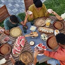 40pcs Wood Grain Pattern Disposable Plates, Thick Waterproof Disposable Plates With Wood Texture, Suitable For Theme Parties, Birthdays, Outdoor Gatherings, Family Meals, Daily Use