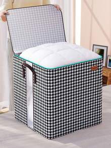 1pc Large Capacity Clothing Storage Bag With Transparent Window, Sturdy Zipper, And Reinforced Handle, Woven Fabric Storage Bag For Clothes And Quilts, Foldable, Used For Storing Clothing, Quilts, Blankets, And Toys In A Fabric Folding Wardrobe Organizer Bag Home Bedroom Clothes Storage Organizer Closet Organization And Storage - Multicolor - View 1