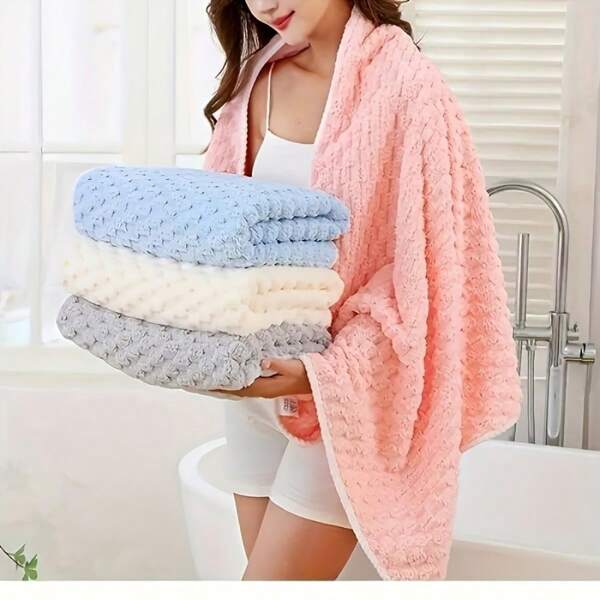 Toalla de baño tejida jacquard, toalla de microfibra súper absorbente para adultos, toalla texturizada de secado rápido, toalla suave para spa y gimnasio, durable para uso diario, sin perfume para salón de belleza y baño del hogar
