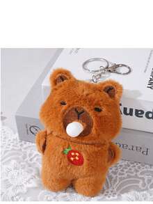 1 件缓解压力的泡泡毛绒卡通豚鼠钥匙扣包包吊坠娃娃，实际商品颜色可能与图片不同