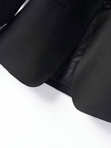 优雅时尚的纯色女士西装外套，适合休闲和职业场合 - 黑色 - 查看 9