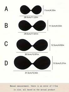 Adhesive Strapless Bra Invisilbe Sticky Silicone Bra Padded 3CM Lift & Enhances Bust For Small Breast, Backless Wedding Dresses & Gowns - Black - View 4