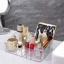 1pc PET Material Transparent Gray Color Luxury Dressing Table Top, Office Desk, Stationery Storage Box, Glacier Pattern,Back To School,School Supplies - Single Piece - View 7