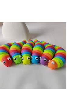1 Peça Brinquedo Sensorial Engraçado Fidget de Cor Aleatória em Formato de Minhoca/Lagarta Realista, Brinquedo Anti-Estresse para TDAH e , Presente para Adultos (Algumas Partes Podem Ser Aleatórias) - Multicolorido - Visão 5