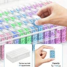 1 pezzo Scatola organizer per pittura a diamanti 5D DIY, contenitore in plastica trasparente per articoli da fai-da-te con molletta, sigillo ermetico, superficie liscia, scomparti integrati per perline, perline sciolte, arte di unghie, resistente alle intemperie, ideale per Natale e Ognissanti, capacità inferiore a 0,09 metri cubi, altezza inferiore a 68,58 cm