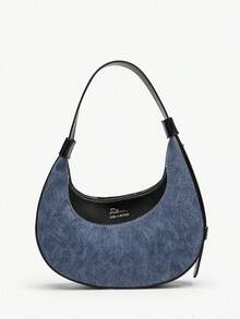 Nuevo bolso bandolera suave, de gran capacidad, de estilo vintage, versátil y sencillo con bloques de color, de la marca Mumu, con diseño minimalista de media luna y mariposa, adecuado para la oficina, estudiantes universitarios y uso diario - Multicolor - Ver 12