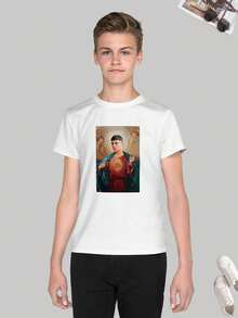 Playera de hombre, malilla,  santo malilla, camisa cuello redondo