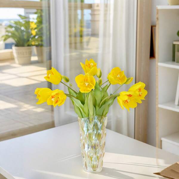Flower Realm 3pcs Artificial Tulip Flowers, Soft Rubber Material, Suitable For Home Decoration, Wedding And Engagement Decor, Table Centerpieces, Festival And Party Decorations, Valentine's Day And Mother's Day Gifts, Spring And Summer Decor