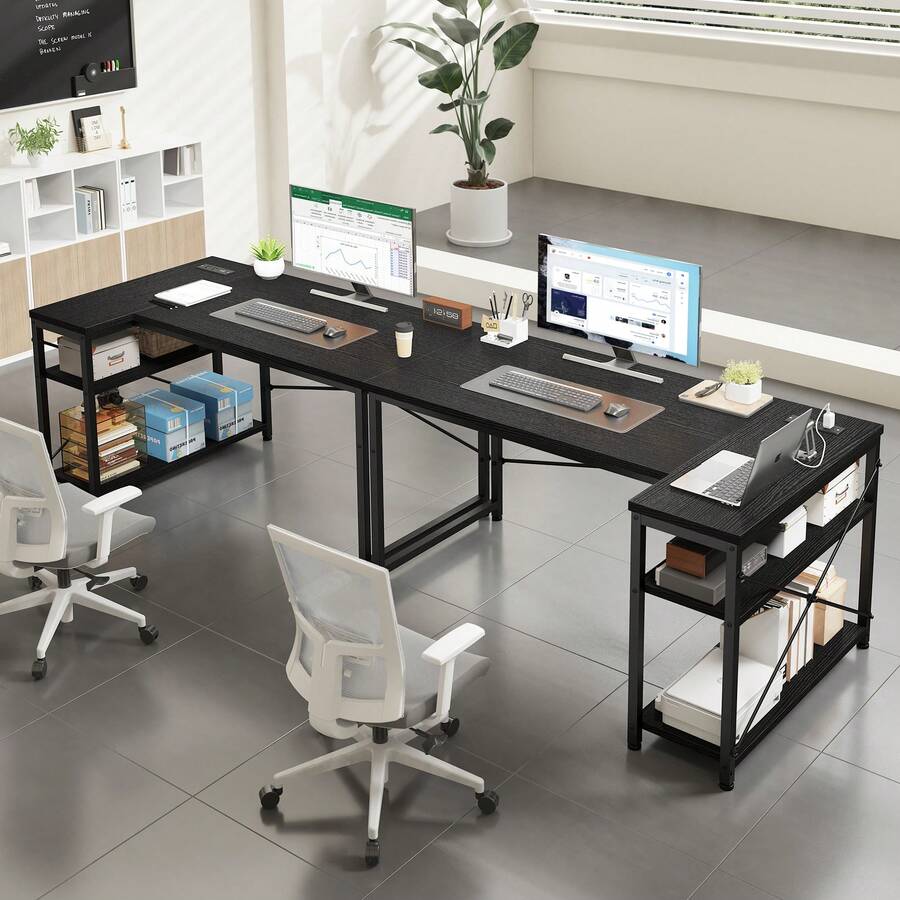 EnHomee Reversible L Shaped Desk 40 Inch, Computer Desk With Power Outlet & Storage For Home Office Bedroom - Xem 1