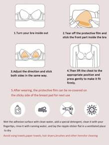 1 par de almohadillas para sujetador autoadhesivas por ambos lados, almohadillas adhesivas para el pecho, almohadillas de relleno reutilizables, almohadillas invisibles gruesas para el pecho del sujetador y el bikini, impermeables para nadar