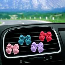 Set de 2 clips decorativos con lazo para las rejillas de ventilación del coche, se adapta a rejillas horizontales y verticales, accesorios para el interior del automóvil