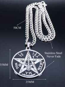 Colar Gótico de Bruxaria Pentagrama Escuro, Colar de Amuleto Original Tetragrammaton de Salomão em Aço Inoxidável para Mulheres