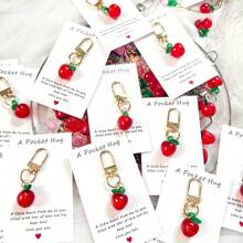 1/5/10pcs Cute Fruit Design Pocket Hug Card Gift Set, Apple/Strawberry/Cherry Shaped Keychain Charm, Backpack Decor, Wedding Party Favors, Encouragement Tokens, Home Decorations, Gifts For Family, Friends, Wedding Guests, Special Birthday, Wedding, Valentine's Day, Graduation, Back To School